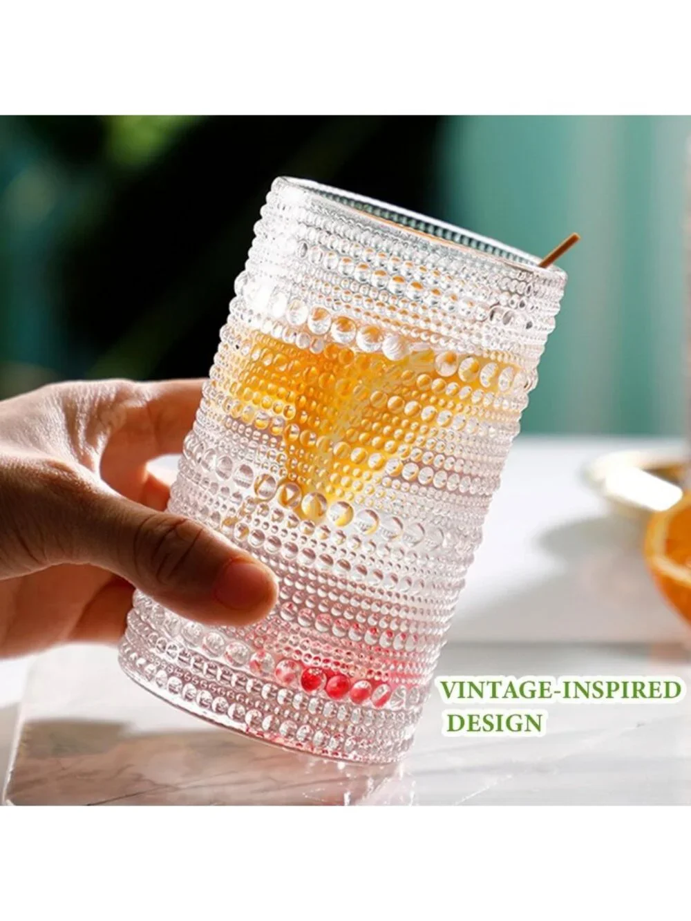 Vintage Hobnail Glasses Set of 8 - 12oz Highball & 10oz Cocktail Tumblers for